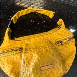 Betsey Johnson Yellow Leather Animal Print Shoulder Bag 🐆